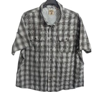 Red head Brand Co. Short Sleeve Shirt Sx 3X Collared Plaid Gray M-014
